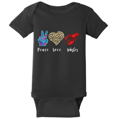 Love Peace Red Lobster Leopard Seafood Lover Lobster Eating Baby Bodysuit