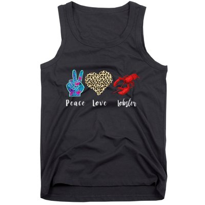 Love Peace Red Lobster Leopard Seafood Lover Lobster Eating Tank Top