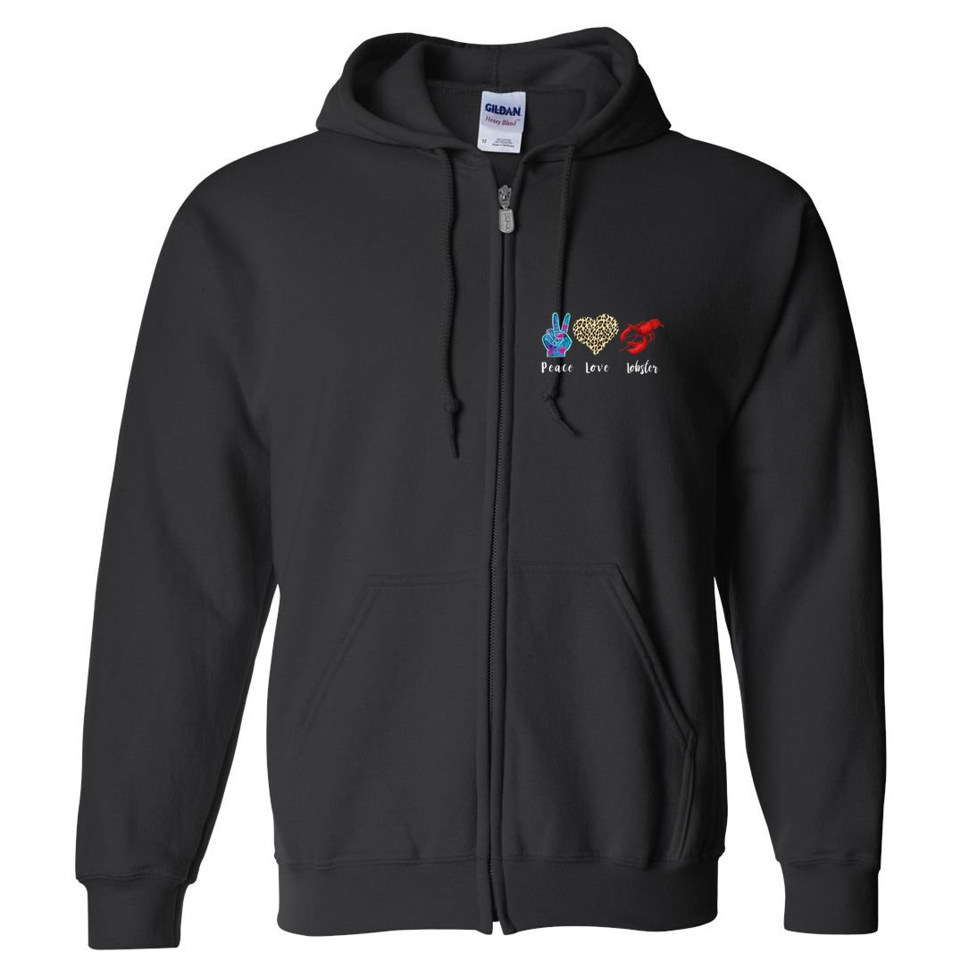 Love Peace Red Lobster Leopard Seafood Lover Lobster Eating Full Zip Hoodie