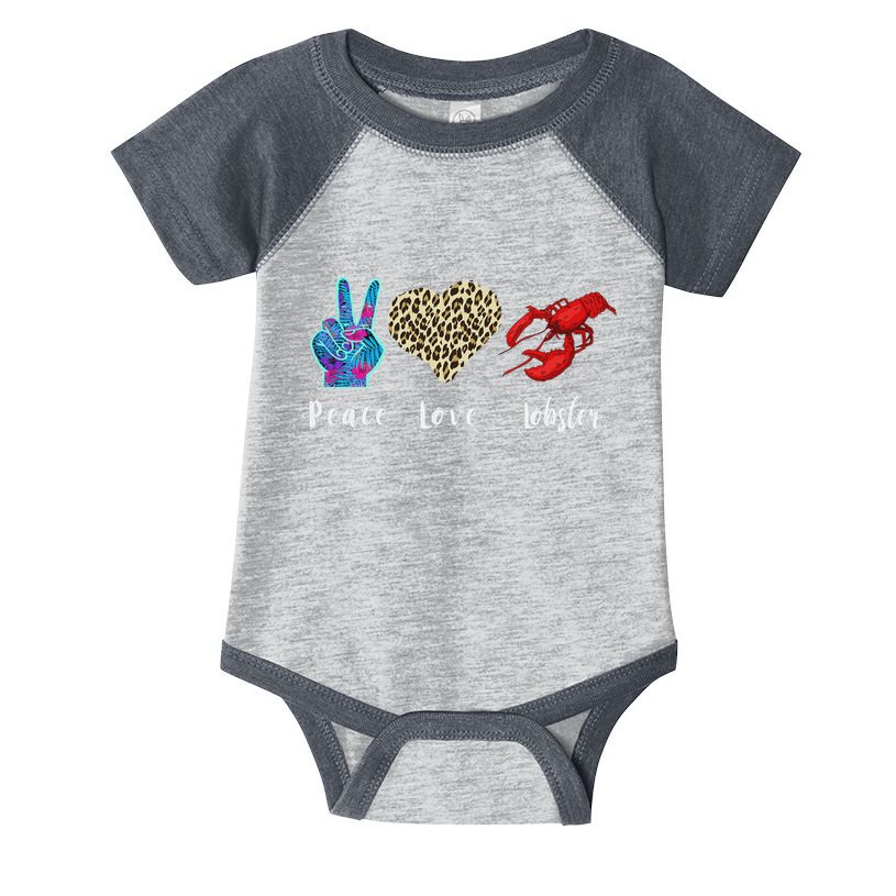 Love Peace Red Lobster Leopard Seafood Lover Lobster Eating Infant Baby Jersey Bodysuit