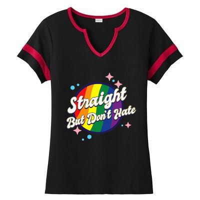 LGBTQIA+ Pride Rainbow Support Ladies Halftime Notch Neck Tee