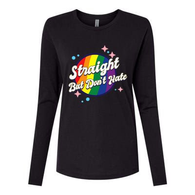 LGBTQIA+ Pride Rainbow Support Womens Cotton Relaxed Long Sleeve T-Shirt