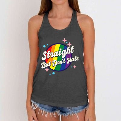 LGBTQIA+ Pride Rainbow Support Women's Knotted Racerback Tank