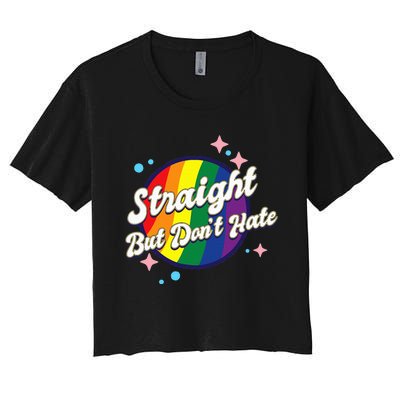 LGBTQIA+ Pride Rainbow Support Women's Crop Top Tee