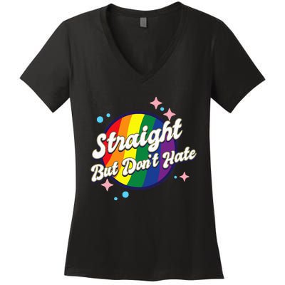 LGBTQIA+ Pride Rainbow Support Women's V-Neck T-Shirt