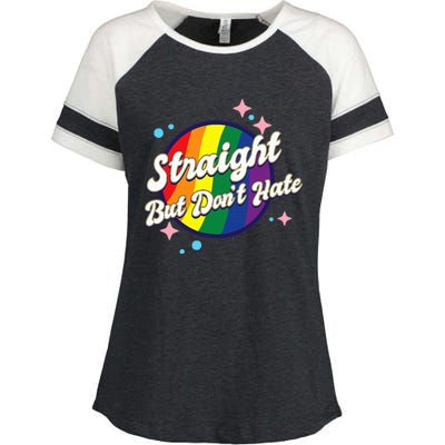 LGBTQIA+ Pride Rainbow Support Enza Ladies Jersey Colorblock Tee