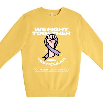 Light Purple Ribbon Family Testicular Cancer Awareness Gift Premium Crewneck Sweatshirt