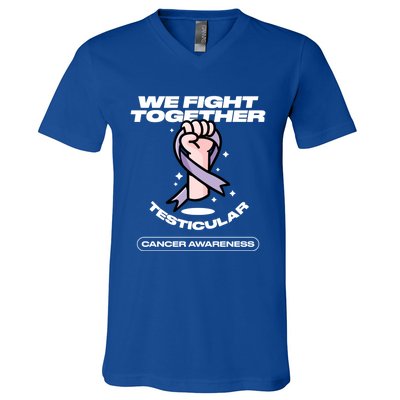 Light Purple Ribbon Family Testicular Cancer Awareness Gift V-Neck T-Shirt