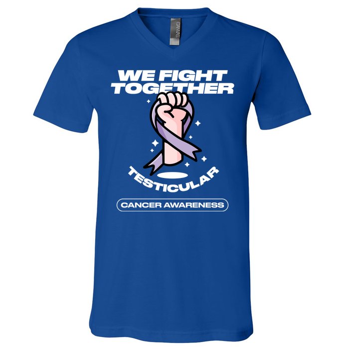 Light Purple Ribbon Family Testicular Cancer Awareness Gift V-Neck T-Shirt