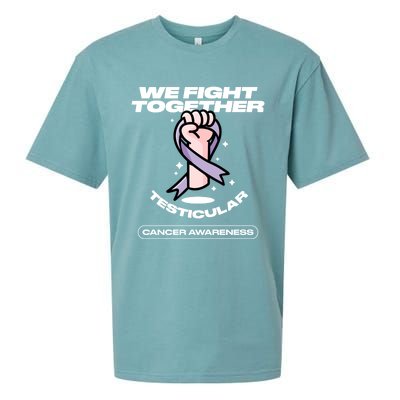 Light Purple Ribbon Family Testicular Cancer Awareness Gift Sueded Cloud Jersey T-Shirt