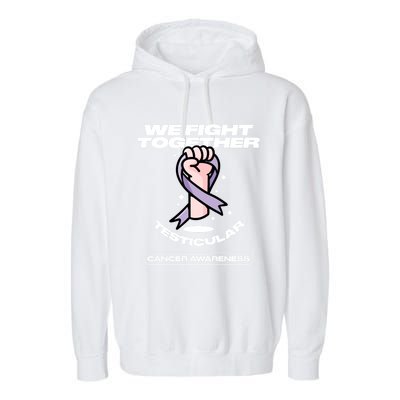 Light Purple Ribbon Family Testicular Cancer Awareness Gift Garment-Dyed Fleece Hoodie