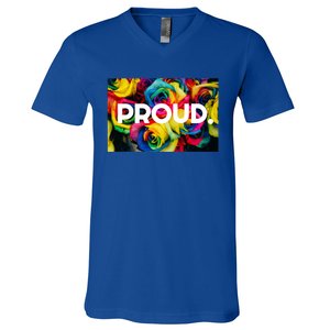 Lgbt+ Pride Rainbow Flower Gift V-Neck T-Shirt