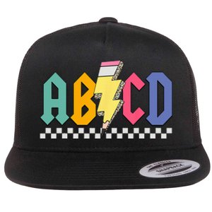 Lightning Pencil Rock'n Roll ABCD Back To School Teacher Flat Bill Trucker Hat