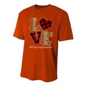 Love Plaid Red Leopard Preschool Teacher Valentines Day Gift Youth Performance Sprint T-Shirt