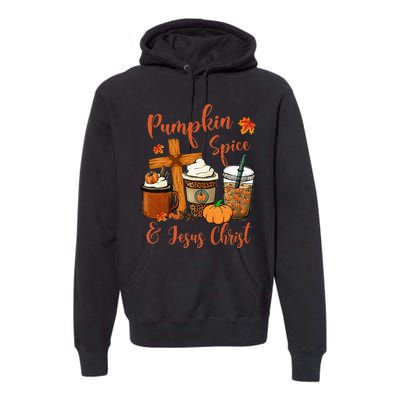 Leopard Pumpkin Spice & Jesus Christ Fall Leaves Autumn Premium Hoodie