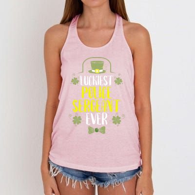 Luckiest Police Sergeant Ever St Patrick's Day Cute Gift Women's Knotted Racerback Tank