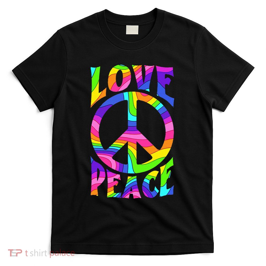 Love Peace Sign Tie Dye Colorful 80s Hippie Party Costume T-Shirt