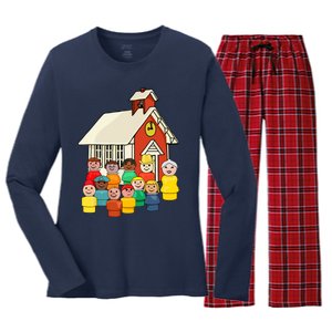 Little People School House Women's Long Sleeve Flannel Pajama Set 