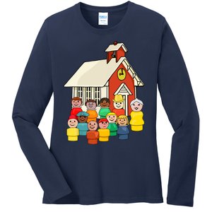 Little People School House Ladies Long Sleeve Shirt