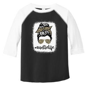 Leopard Print Sunglasses Auntie Life Messy Bun Mother's Day Toddler Fine Jersey T-Shirt