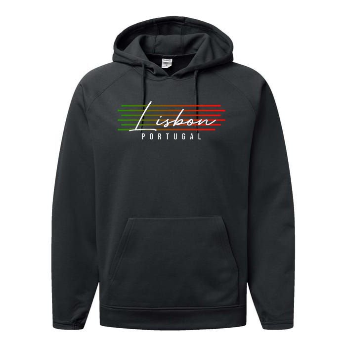 Lisbon Portugal Souvenir Performance Fleece Hoodie