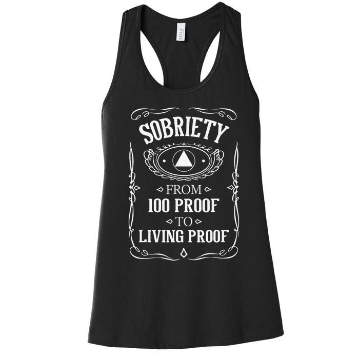 Living Proof Sobriety Anniversary Sober AA NA Recovery Women's Racerback Tank