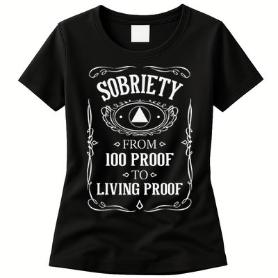 Living Proof Sobriety Anniversary Sober AA NA Recovery Womens T-Shirt