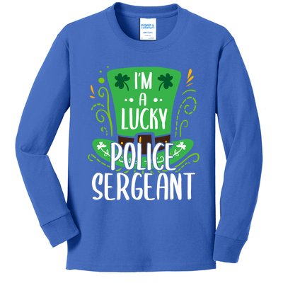 Lucky Police Sergeant St Patrick's Day Police Sergeants Gift Kids Long Sleeve Shirt