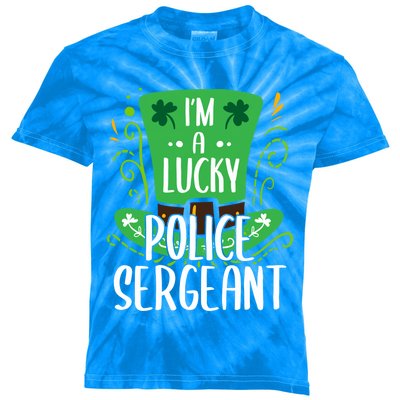 Lucky Police Sergeant St Patrick's Day Police Sergeants Gift Kids Tie-Dye T-Shirt