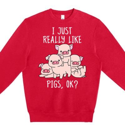 Love Pig Shirts Women Pig Gifts Pigs Cute Swine Premium Crewneck Sweatshirt