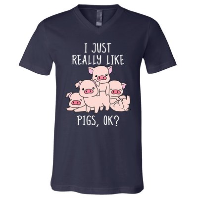 Love Pig Shirts Women Pig Gifts Pigs Cute Swine V-Neck T-Shirt