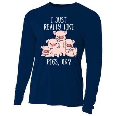 Love Pig Shirts Women Pig Gifts Pigs Cute Swine Cooling Performance Long Sleeve Crew