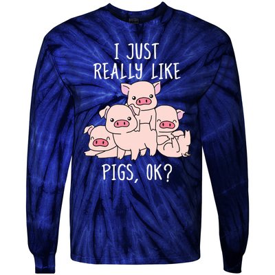 Love Pig Shirts Women Pig Gifts Pigs Cute Swine Tie-Dye Long Sleeve Shirt