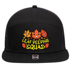 Leaf Peeping Squad Kawaii Autumn Foliage Maple Leaf 7 Panel Mesh Trucker Snapback Hat