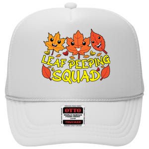 Leaf Peeping Squad Kawaii Autumn Foliage Maple Leaf High Crown Mesh Back Trucker Hat