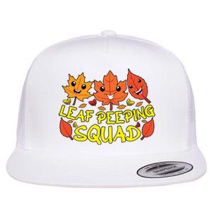 Leaf Peeping Squad Kawaii Autumn Foliage Maple Leaf Flat Bill Trucker Hat