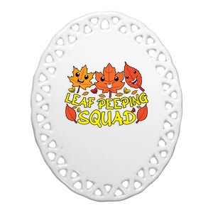 Leaf Peeping Squad Kawaii Autumn Foliage Maple Leaf Ceramic Oval Ornament