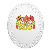 Leaf Peeping Squad Kawaii Autumn Foliage Maple Leaf Ceramic Oval Ornament