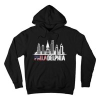 Love Philadelphia Skyline Downtown Cityscape Philly America Flag Hoodie