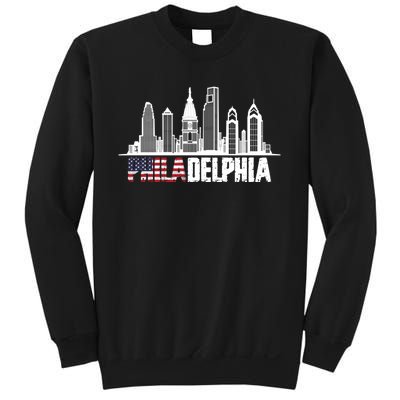 Love Philadelphia Skyline Downtown Cityscape Philly America Flag Sweatshirt