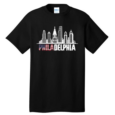 Love Philadelphia Skyline Downtown Cityscape Philly America Flag Tall T-Shirt