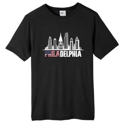 Love Philadelphia Skyline Downtown Cityscape Philly America Flag Tall Fusion ChromaSoft Performance T-Shirt