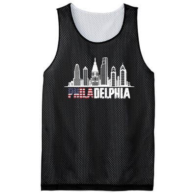 Love Philadelphia Skyline Downtown Cityscape Philly America Flag Mesh Reversible Basketball Jersey Tank