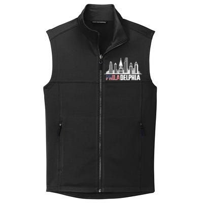 Love Philadelphia Skyline Downtown Cityscape Philly America Flag Collective Smooth Fleece Vest