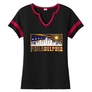 Love Philadelphia Skyline Downtown Cityscape Philly Souvenir Ladies Halftime Notch Neck Tee