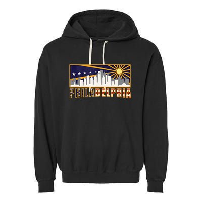 Love Philadelphia Skyline Downtown Cityscape Philly Souvenir Garment-Dyed Fleece Hoodie