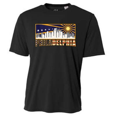 Love Philadelphia Skyline Downtown Cityscape Philly Souvenir Cooling Performance Crew T-Shirt