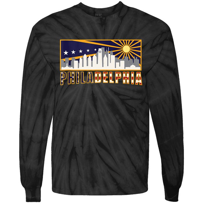 Love Philadelphia Skyline Downtown Cityscape Philly Souvenir Tie-Dye Long Sleeve Shirt