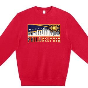 Love Philadelphia Skyline Downtown Cityscape Philly Souvenir Premium Crewneck Sweatshirt