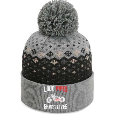 Loud Pipes Saves Lives Biker The Baniff Cuffed Pom Beanie